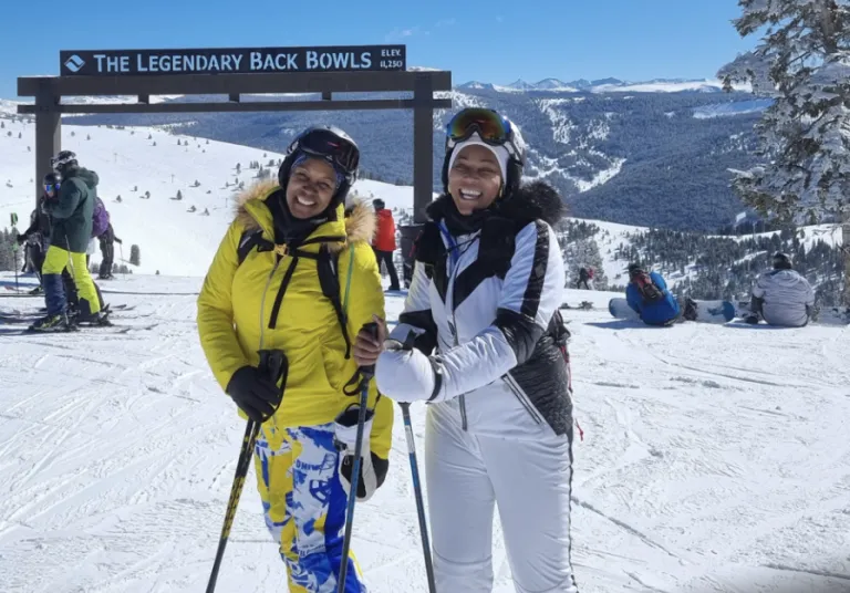 Retreat attendees skiing